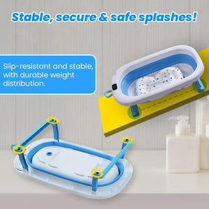 Safe-O-Kid Foldable Baby Bath Tub Blue - Baby Bathing