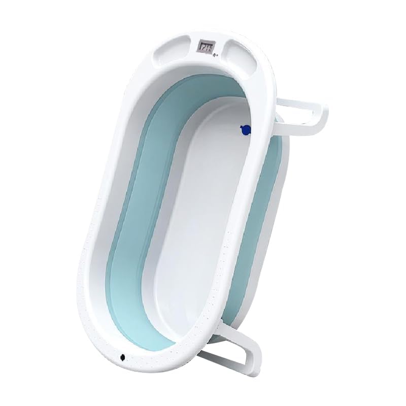 Safe - O - Kid - Foldable Baby Bath Tub with Digital Temperature Meter - Blue - SOK9BPRR22P007