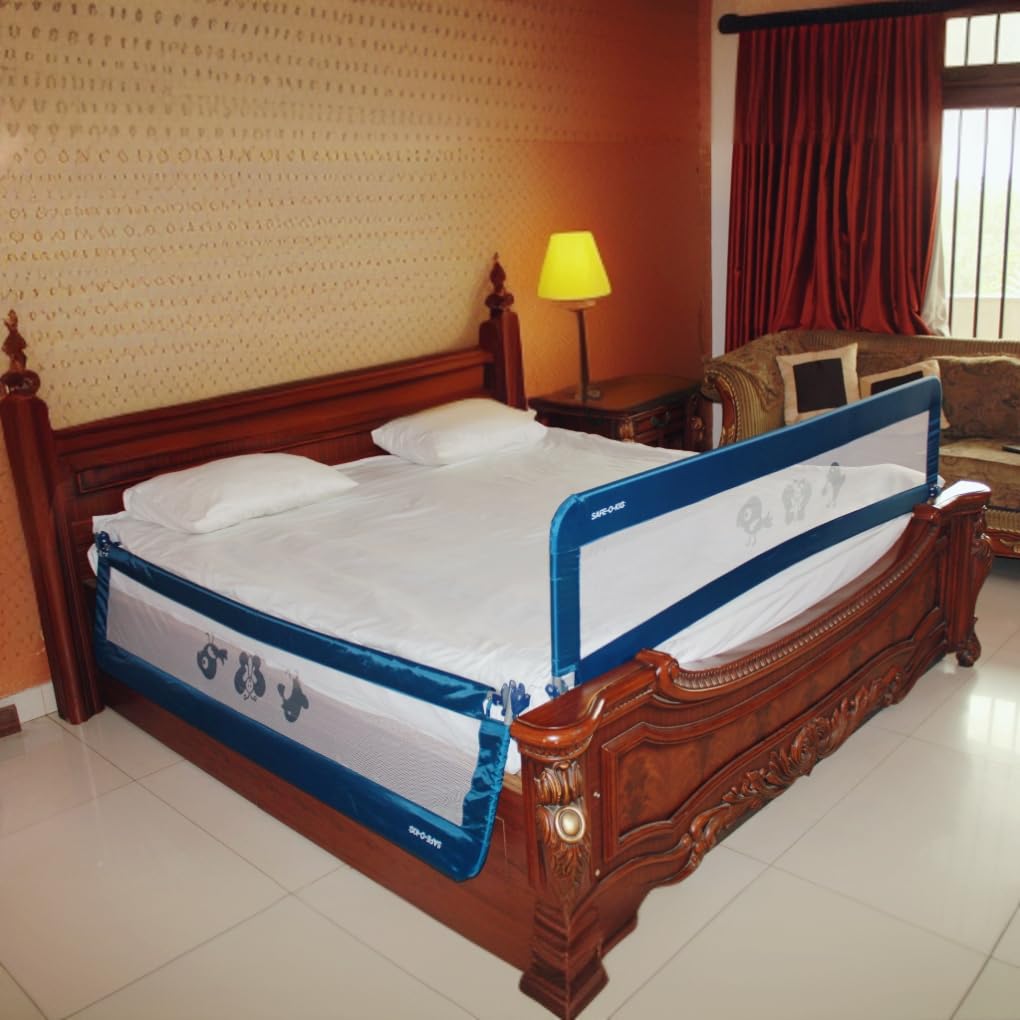 SAFE - O - KID® Fully Foldable Bed Rail Guard - Blue (5FT/152CM), Pack of 2 - S0K9BDRL3P045
