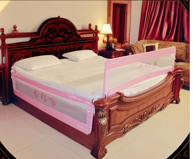 SAFE - O - KID® Fully Foldable Bed Rail Guard - Pink (5FT/152CM) - Pack of 2 - SOK9BDR5FTFOLDPK002
