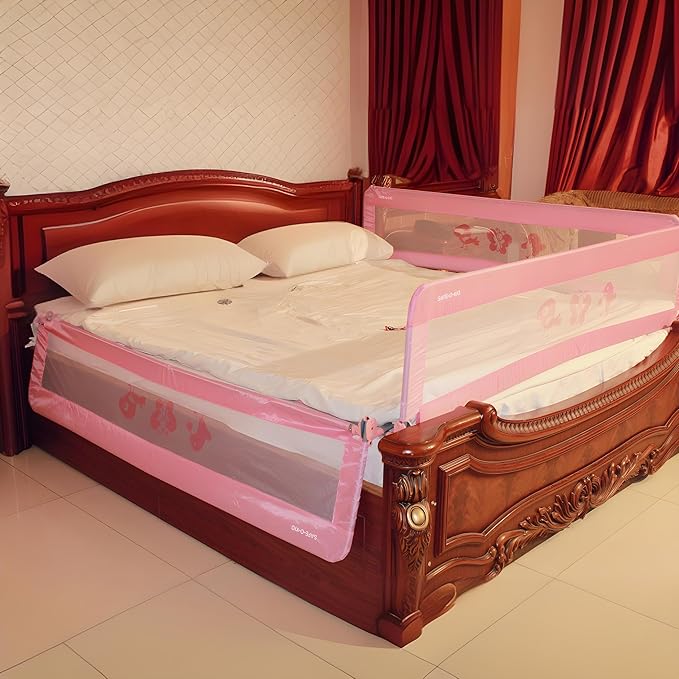 SAFE - O - KID® Fully Foldable Bed Rail Guard - Pink (6FT/183CM), Pack of 3 - S0K9BDRD1P030