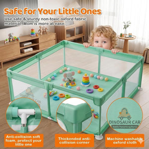 Safe-O-Kid Green Baby Playpen with 50 Balls -
