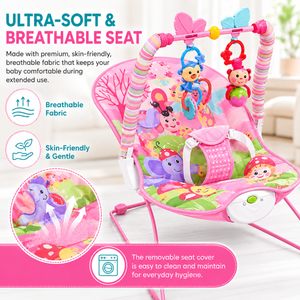 Safe-O-Kid Harmony Baby Bouncer Pink - Baby Swings