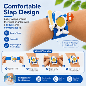 Safe-O-Kid Herbal Anti Mosquito Slap Band Baseball Design -