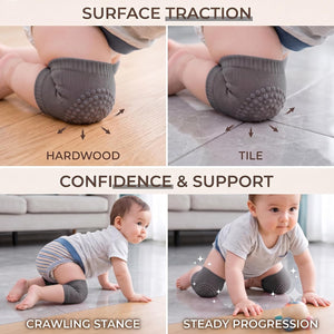 Safe-O-Kid- Infant Anti-Slip Elbow and Knee Pads/Guards- Dark Grey (Pack of - 1) - Baby Safety