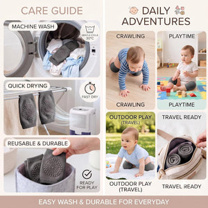 Safe-O-Kid- Infant Anti-Slip Elbow and Knee Pads/Guards- Dark Grey (Pack of - 1) - Baby Safety