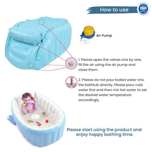 Safe-O-Kid Inflatable Baby Bath Tub Blue - Baby Bathing