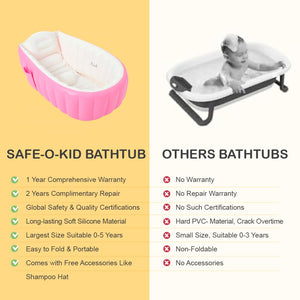 Safe-O-Kid Inflatable Baby Bath Tub Pink - Baby Bath Tub