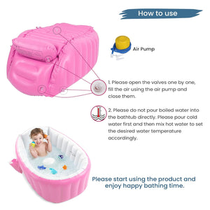 Safe-O-Kid Inflatable Baby Bath Tub Pink - Baby Bath Tub
