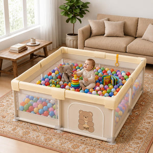 Safe-O-Kid Large Baby Playpen with 50 Balls - Baby Bedding Set