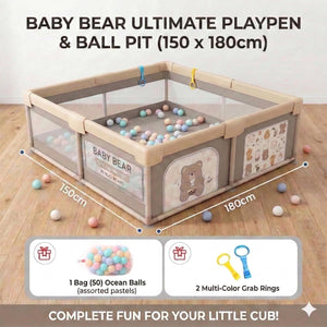 Safe-O-Kid Large Baby Playpen with 50 Balls - Baby Bedding Set