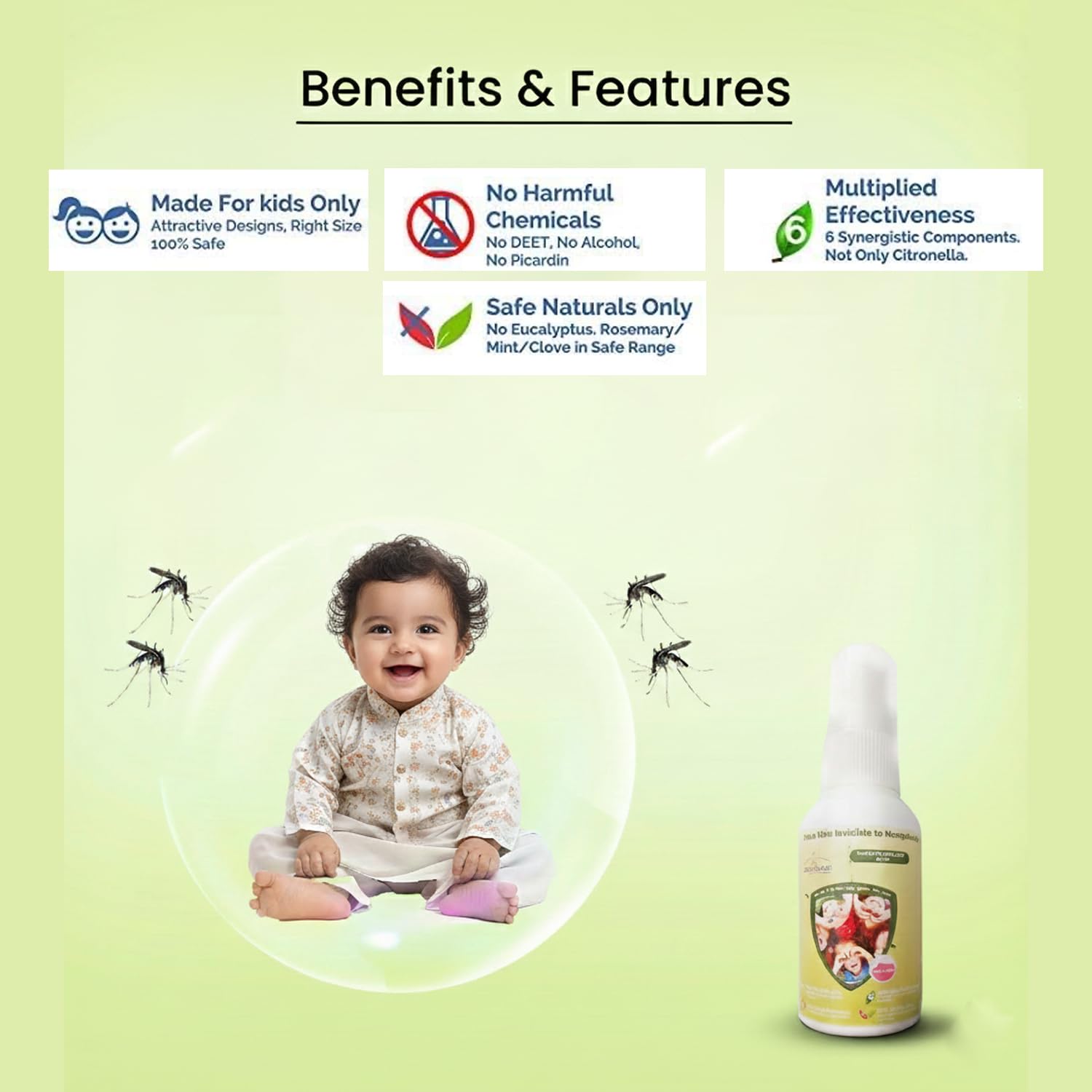 Safe - O - Kid Natural Baby Mosquito Repellent Spray, 8 - Hour Protection (50 ml) - Mosquito Repellent