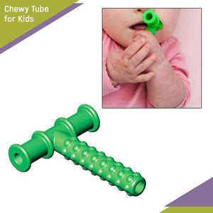 Safe - O - Kid® Non - Toxic, Speech Therapy Tool Develop Baby's Biting Skills Safely, Silicone Chewy Tube for Toddler , Green (Pack of 1) - Teether