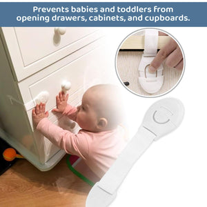 Safe-O-Kid- One Side Open Long Multi-Purpose Child Safety Lock- White - Cabinet Locks
