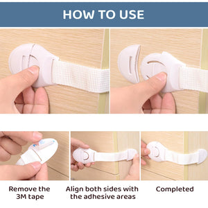 Safe-O-Kid- One Side Open Long Multi-Purpose Child Safety Lock- White - Cabinet Locks