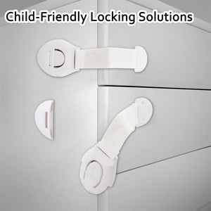 Safe-O-Kid- One Side Open Multi-Purpose Child Safety Lock- White (Pack of 2) - Cabinet Locks