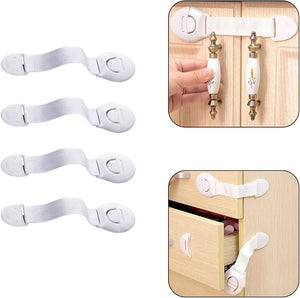 Safe-O-Kid- One Side Open Multi-Purpose Child Safety Lock- White (Pack of 4) - Cabinet Locks
