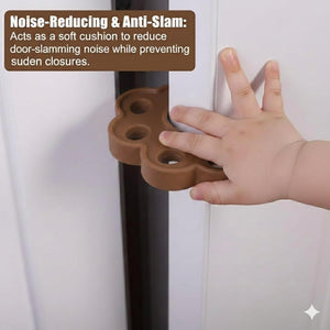Safe-O-Kid- Pack of 2 Fit All Sleek Design Strong Silicone Door Stopper- Brown - Baby Safety