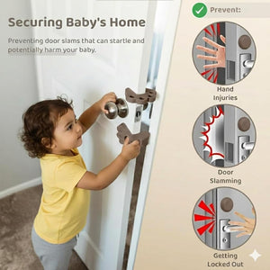 Safe-O-Kid- Pack of 2 Fit All Sleek Design Strong Silicone Door Stopper- Brown - Baby Safety