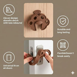 Safe-O-Kid- Pack of 2 Fit All Sleek Design Strong Silicone Door Stopper- Brown - Baby Safety