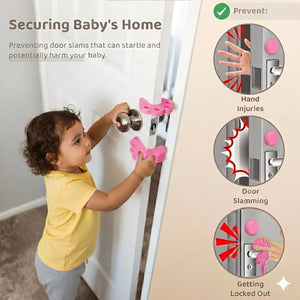 Safe-O-Kid- Pack of 2 Fit All Sleek Design Strong Silicone Door Stopper- Pink - Baby Safety