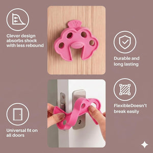Safe-O-Kid- Pack of 2 Fit All Sleek Design Strong Silicone Door Stopper- Pink - Baby Safety