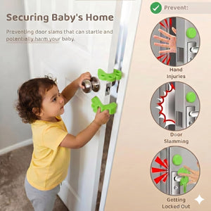 Safe-O-Kid- Pack of 4 Fit All Sleek Design Strong Silicone Door Stopper- Pink - Baby Safety