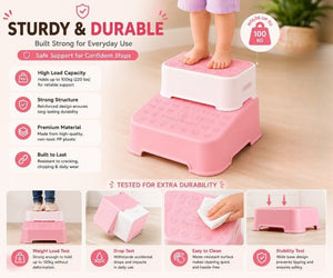 Safe-O-Kid Pink Kids 2 Step Stool - Potty Step Stool