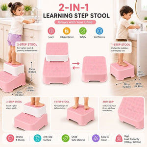 Safe-O-Kid Pink Kids 2 Step Stool - Potty Step Stool
