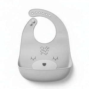 Safe - O - Kid Premium Silicone Baby Bib, Adjustable & Easy - to - Clean – Grey - Feeding Bibs