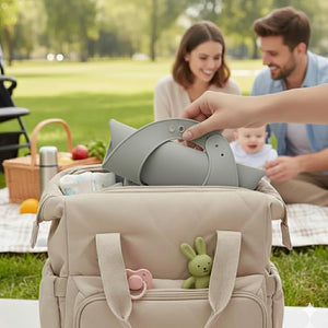Safe - O - Kid Premium Silicone Baby Bib, Adjustable & Easy - to - Clean – Grey - Feeding Bibs