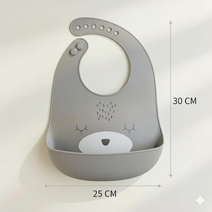 Safe - O - Kid Premium Silicone Baby Bib, Adjustable & Easy - to - Clean – Grey - Feeding Bibs