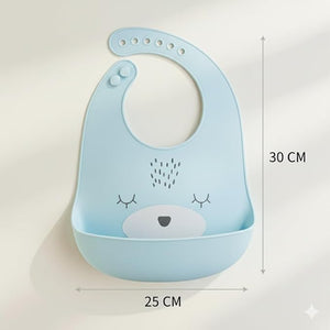 Safe - O - Kid Premium Silicone Baby Bib with Adjustable Spill Pocket - Feeding Bibs