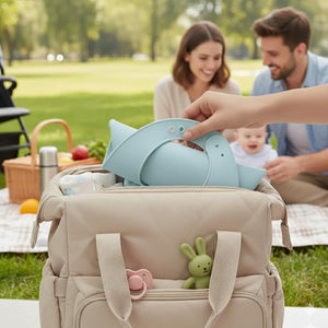 Safe - O - Kid Premium Silicone Baby Bib with Spill - Proof Pocket – Blue - Feeding Bibs