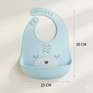 Safe - O - Kid Premium Silicone Baby Bib with Spill - Proof Pocket – Blue - Feeding Bibs