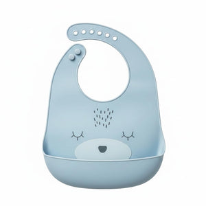 Safe - O - Kid Premium Silicone Baby Bib with Spill - Proof Pocket – Blue - Feeding Bibs