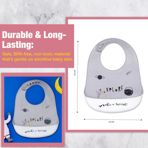 Safe - O - Kid Premium Silicone Baby Feeding Bib – Soft & Adjustable - Feeding Bibs