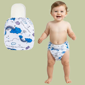 Safe-O-Kid, Printed Cloth Diapers- White - Reusable Cloth Diaper