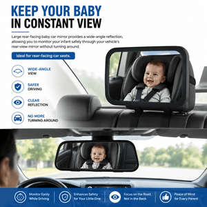 Safe-O-Kid, Rear View Mirrors for Car, Plastic- Black (Pack of 2) - Baby Car safety seat Accessories