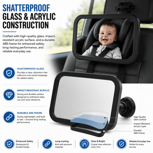 Safe-O-Kid, Rear View Mirrors for Car, Plastic- Black (Pack of 2) - Baby Car safety seat Accessories