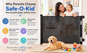 Safe-O-Kid Retractable Baby Safety Gate 80 x 150 cm -