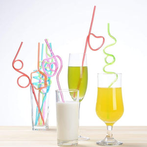Safe - O - Kid Reusable Funny Twist Drinking Straws for Kids – Colourful Assorted (4 Pcs) - Reusable Straw