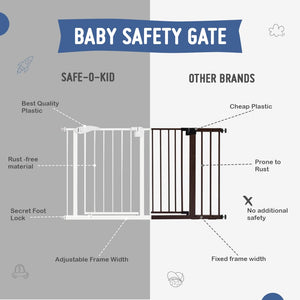 Safe-O-Kid, Safety Gate (75-85 cm) Adjustable- Brown - Safety Gate