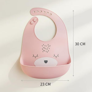 Safe - O - Kid Silicone Baby Feeding Bib – Adjustable & Easy to Clean (Pink) - Feeding Bibs