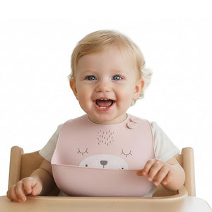 Safe - O - Kid Silicone Baby Feeding Bib – Adjustable & Easy to Clean (Pink) - Feeding Bibs