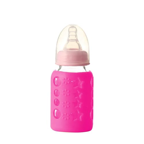 Safe - O - Kid - Silicone Baby Feeding Bottle Cover, M - Size 120 ml - Pink (Pack of 4) - SOK9FED50P015