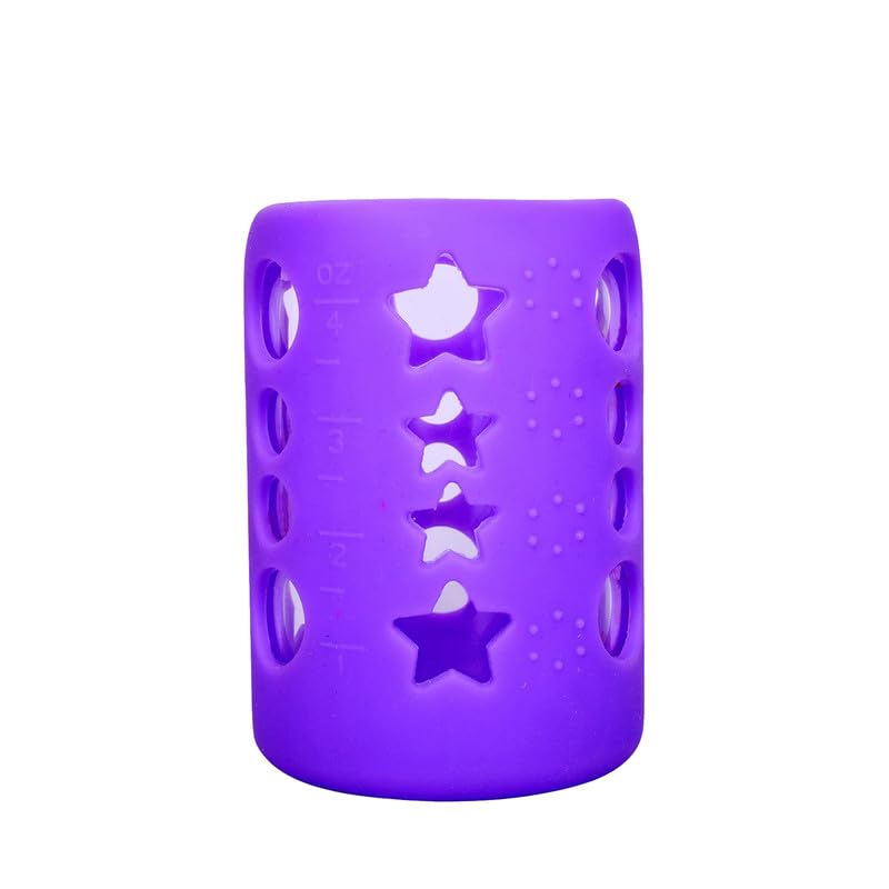 Safe - O - Kid - Silicone Baby Feeding Bottle Cover, Medium 120 ml - Purple (Pack of 1) - SOK9FEDP0429