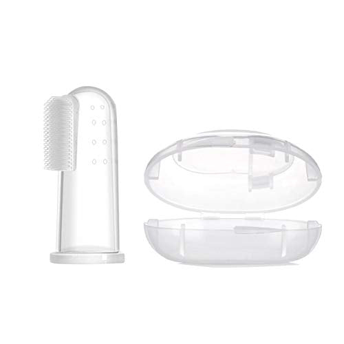 Safe - O - Kid - Silicone Finger Brush for Baby Teething/Gums with Case - Transparent - S0K9CARP001