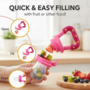 Safe-O-Kid -Silicone Fruit Nibbler- Pink - Food Feeder