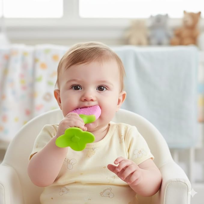 Safe - O - Kid Silicone Fruit Teether for Babies (Apple Design) - Teether